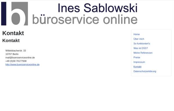 Vorschau von www.bueroserviceonline.de, Ines Sablowski - Büroservice Online