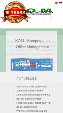 Vorschau der mobilen Webseite www.kom-demny.com, KOM Kompetentes Office Management, Inh. Michael Demny