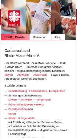 Vorschau der mobilen Webseite www.caritas-rhein-mosel-ahr.de, Caritasverband Rhein-Mosel-Ahr e.V.