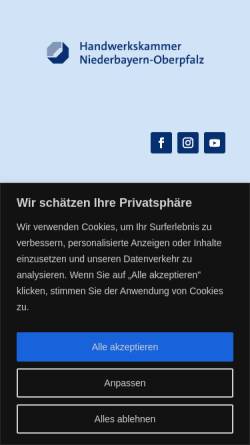Vorschau der mobilen Webseite www.hwkno.de, Handwerkskammer Niederbayern-Oberpfalz