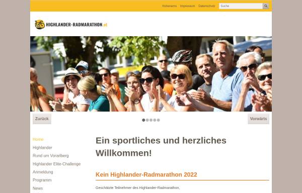 Vorschau von www.highlander-radmarathon.at, Highlander-Radmarathon und Stadtkriterium Hohenems