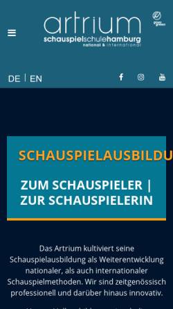 Vorschau der mobilen Webseite www.schauspielschule-artrium-hamburg.de, Artrium