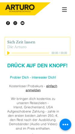 Vorschau der mobilen Webseite www.arturo-schauspielschule.de, Arturo Schauspielschule