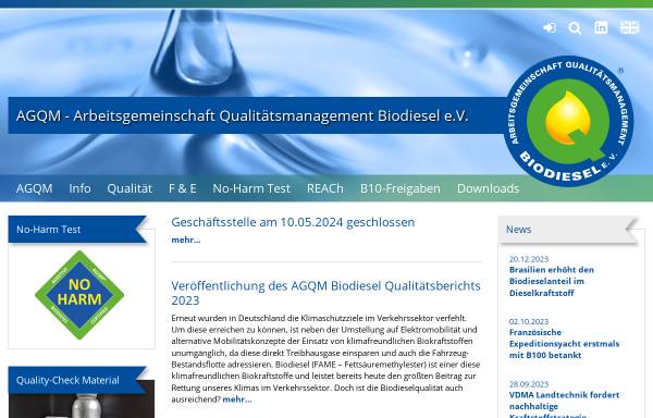 Vorschau von www.agqm-biodiesel.de, Arbeitsgemeinschaft Qualitätsmanagement Biodiesel e. V.