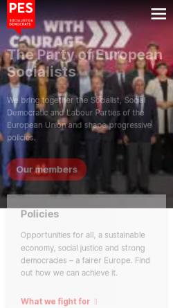 Vorschau der mobilen Webseite www.pes.org, Sozialdemokratische Partei Europas