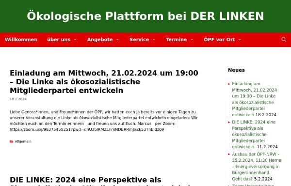 Vorschau von www.oekologische-plattform.de, Ökologische Plattform bei der Linken