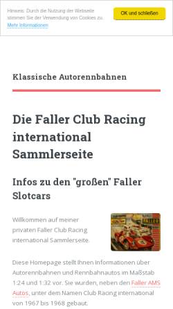 Vorschau der mobilen Webseite f-c-r.slotcar-treff.de, Faller Autorennbahnen