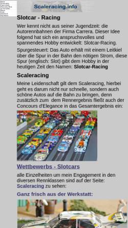 Vorschau der mobilen Webseite www.scaleracing.info, Scaleracing von Rüdiger Krieger