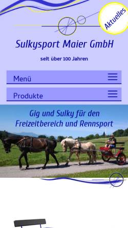 Vorschau der mobilen Webseite www.maier-sulky.de, Robert Maier Sulkybau