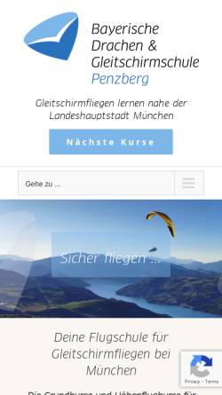 Vorschau der mobilen Webseite bay-flugschule.de, Bayerische Drachen- und Gleitschirmschule