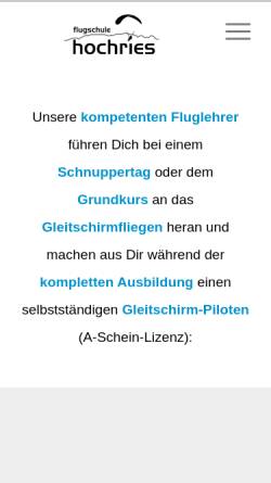Vorschau der mobilen Webseite www.flugschule-hochries.de, Flugschule Hochries