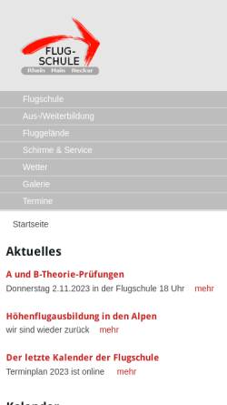 Vorschau der mobilen Webseite www.gleitsegelfliegen.de, Flugschule Rhein-Main-Neckar