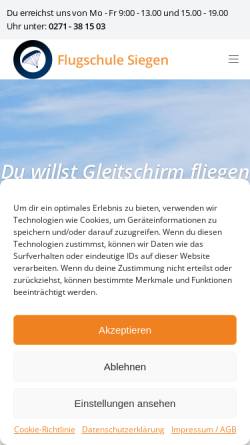 Vorschau der mobilen Webseite www.flugschule-siegen.de, Flugschule Siegen