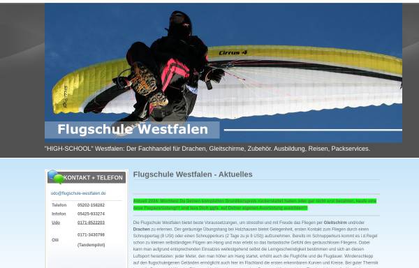 Vorschau von www.flugschule-westfalen.de, Flugschule Westfalen