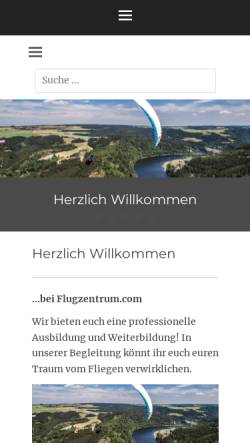 Vorschau der mobilen Webseite flugzentrum.com, Ostthüringer Gleitschirmschule Müller und Müller GbR