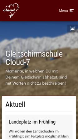 Vorschau der mobilen Webseite www.cloud-7.ch, Cloud 7 Flugschule Frutigland