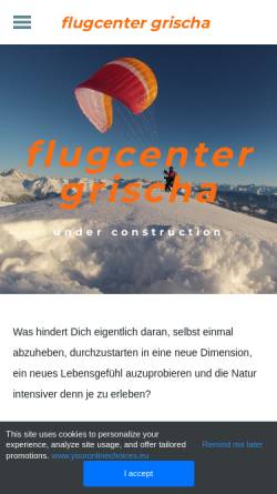 Vorschau der mobilen Webseite www.gleitschirm-schule.ch, Flugcenter Grischa