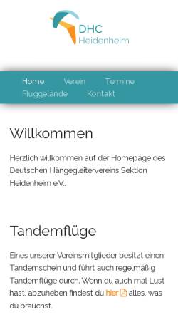 Vorschau der mobilen Webseite dhc.heidenheim.com, Deutscher Hängegleiterclub Sektion Heidenheim