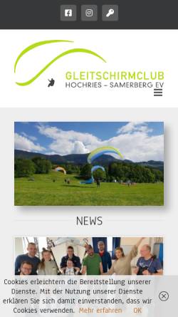 Vorschau der mobilen Webseite www.gsc-hochries.de, Gleitschirmclub Hochries Samerberg e.V.