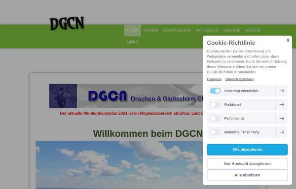Vorschau von www.dgcn.de, Informationen des Gleitschirmclubs Nahetal