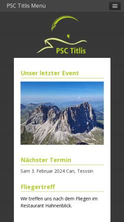 Vorschau der mobilen Webseite www.psctitlis.ch, Parasailclub Titlis