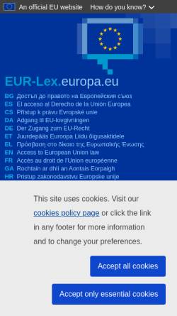 Vorschau der mobilen Webseite eur-lex.europa.eu, EUR-Lex