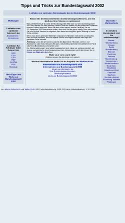 Vorschau der mobilen Webseite www.wahlrecht.de, Tipps und Tricks zur Bundestagswahl 2002