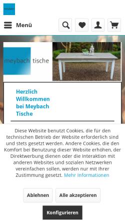 Vorschau der mobilen Webseite www.meybach.com, Meybach Tische