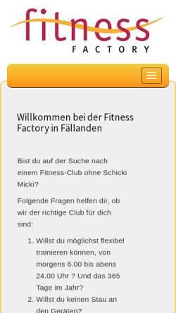 Vorschau der mobilen Webseite www.fitness-factory.ch, Fitness-Factory Fällanden