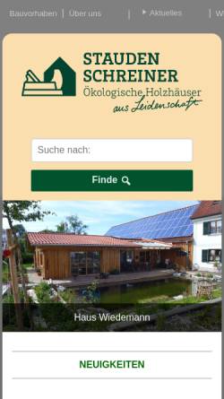 Vorschau der mobilen Webseite www.staudenschreiner.de, Staudenschreiner Holzbau GmbH