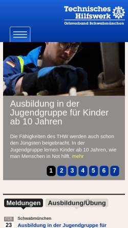 Vorschau der mobilen Webseite www.thw-schwabmuenchen.de, THW-Schwabmünchen