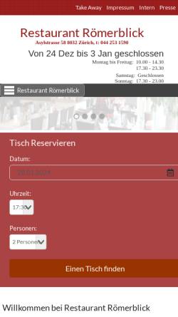 Vorschau der mobilen Webseite www.roemerblick.ch, Restaurant Römerblick