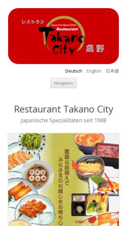 Vorschau der mobilen Webseite www.takano.ch, Restaurant Takano