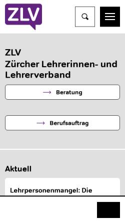 Vorschau der mobilen Webseite www.zlv.ch, ZLV Zürcher Lehrerinnen- und Lehrerverband