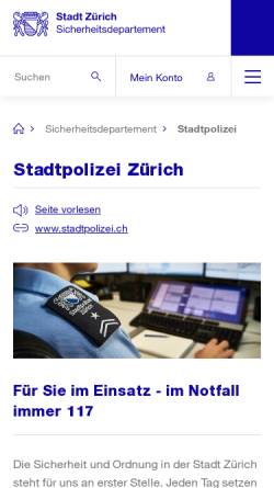 Vorschau der mobilen Webseite www.stadt-zuerich.ch, Stadtpolizei