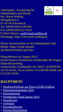 Vorschau der mobilen Webseite www.aasb-seidling.de, Arbeitsplatz-Ausstattung für Sehbehinderte und Blinde, Maria Seidli
