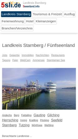 Vorschau der mobilen Webseite www.5sli.de, 5sli.de - Seen Land Infos