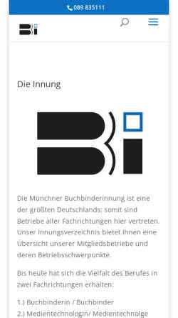 Vorschau der mobilen Webseite www.buchbinder-innung.de, Buchbinderinnung München-Oberbayern