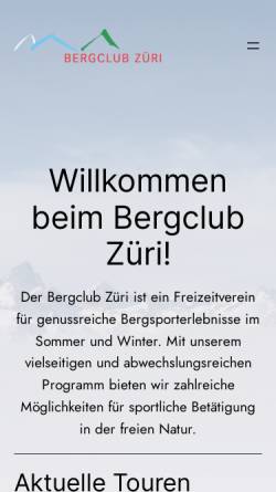 Vorschau der mobilen Webseite www.bergclub-zueri.ch, Bergclub Züri