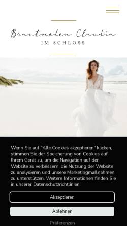 Vorschau der mobilen Webseite www.brautmoden-claudia.de, Brautmoden Claudia