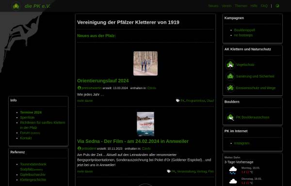 Vorschau von www.pfaelzer-kletterer.de, Vereinigung der Pfälzer-Kletterer e.V.
