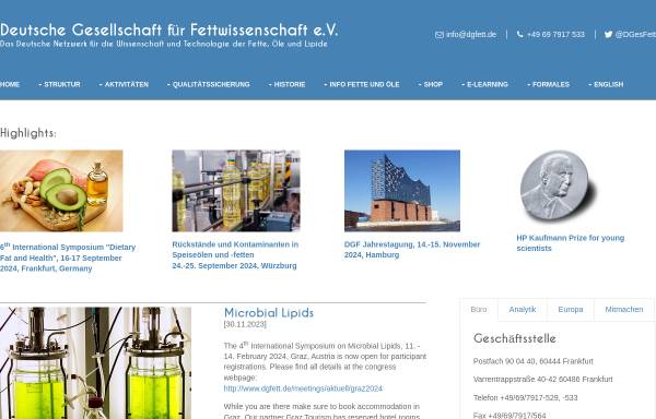 Vorschau von www.dgfett.de, Deutsche Gesellschaft für Fettwissenschaft e.V. (DGF)