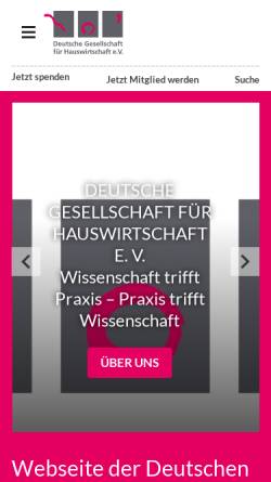 Vorschau der mobilen Webseite www.dghev.de, Deutsche Gesellschaft für Hauswirtschaft e. V. (DGH)
