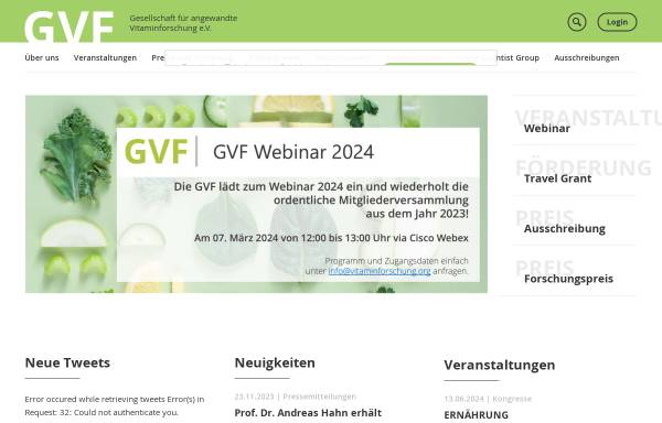 Vorschau von www.vitaminforschung.org, Gesellschaft für Angewandte Vitaminforschung e.V.