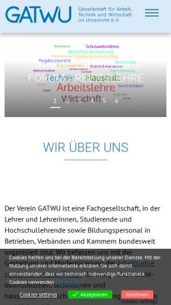 Vorschau der mobilen Webseite www.gatwu.de, Gesellschaft für Arbeit, Technik und Wirtschaft im Unterricht e.V. (GATWU)