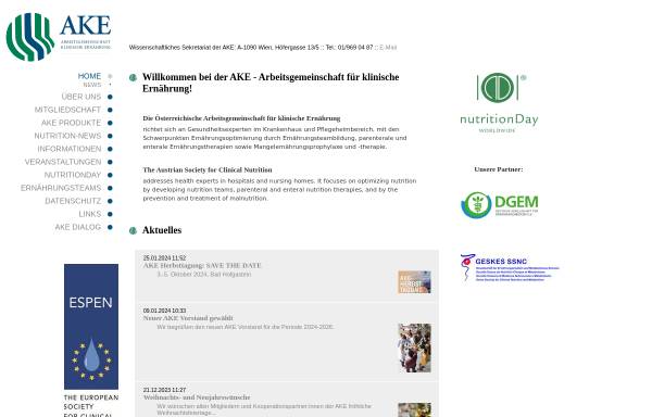 Vorschau von www.ake-nutrition.at, Österreichische Arbeitsgemeinschaft für klinische Ernährung (AKE)