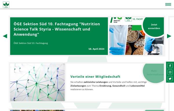Vorschau von www.oege.at, Österreichische Gesellschaft für Ernährung