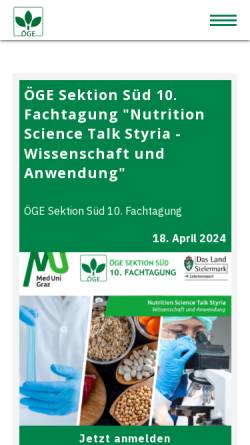 Vorschau der mobilen Webseite www.oege.at, Österreichische Gesellschaft für Ernährung