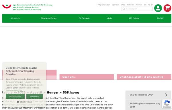 Vorschau von www.sge-ssn.ch, Schweizerische Vereinigung für Ernährung (SVE)