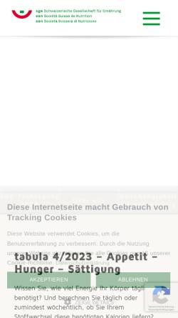 Vorschau der mobilen Webseite www.sge-ssn.ch, Schweizerische Vereinigung für Ernährung (SVE)
